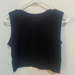 Blanc Noir Black Sleeveless Crop Top